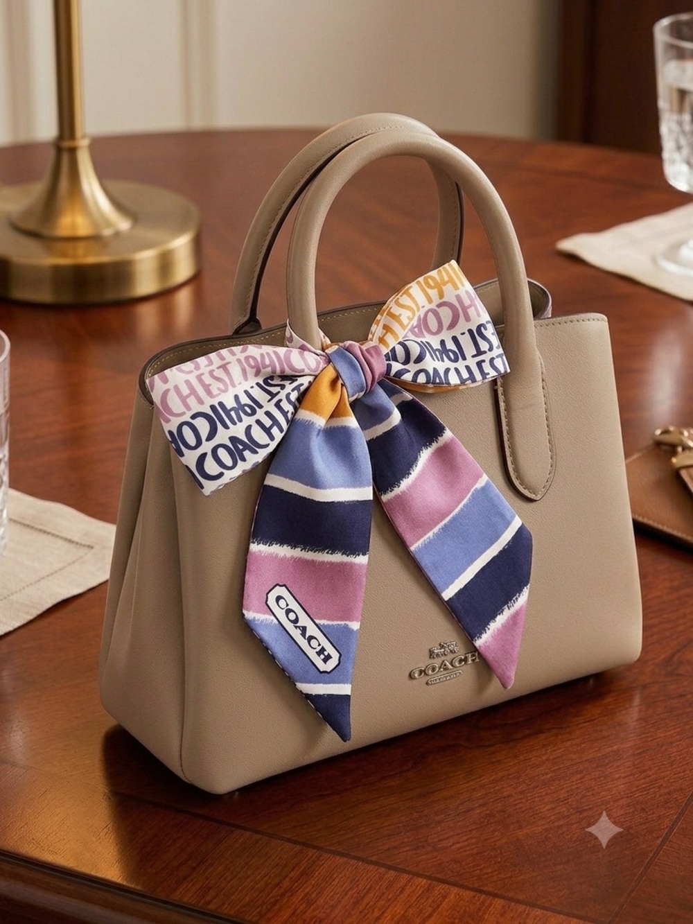 Coach Silk Skinny Bag Scarf NWOT